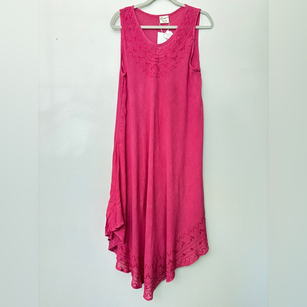 Exist Hot Pink Embroidered Dress NWT